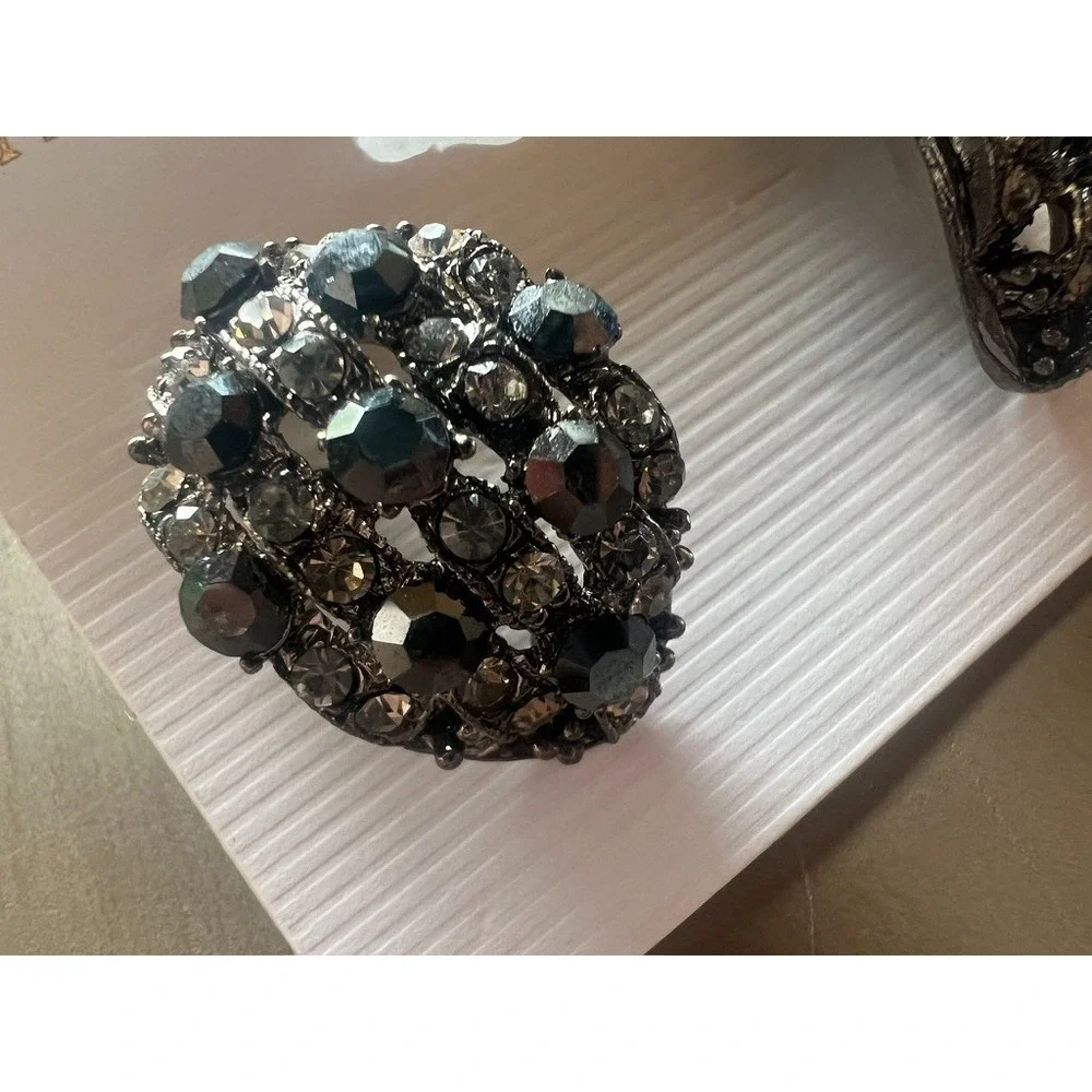 Black Crystal Rhinestone Stud Earrings Dark Glam Smoky Sparkle Gothic Edgy Moody